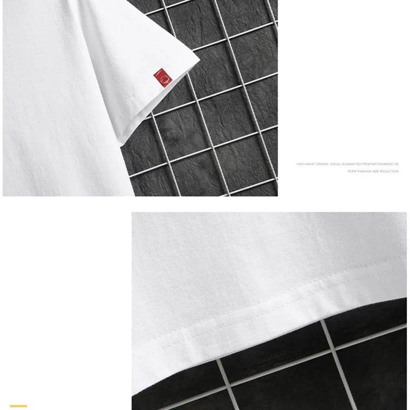 Mens T Shirts 2025 Male Summer Cotton Short Sleeve Fashion Bottoming Tops Round Neck White Tee Oversized T-shirt Men Clothing - AIAZ