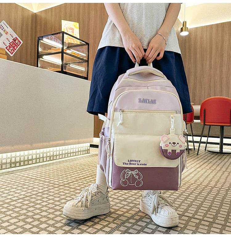 Schoolbag, a lightweight and large - capacity backpack designed for junior high school girls, aiming to relieve pressure and pro - AIAZ