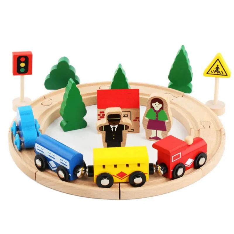 DIY Children Wooden Train Rail Track Accessories Toy Cross Track Railway Toys Compatible All Track for Kids Boys & Girls Gifts - AIAZ