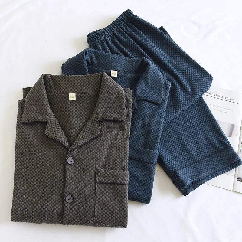 2025 New Men's Autumn/Winter Pajama Set Thickened Warm Home Clothes Long Sleeve Long Pants Two Piece Set Large Size Set - AIAZ