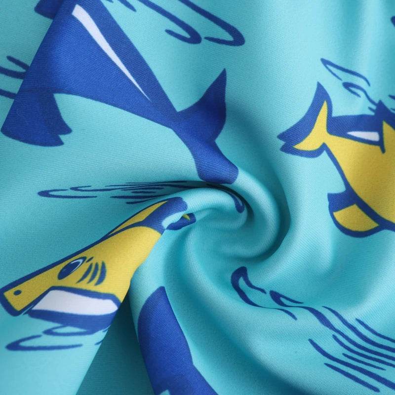2-piece Set of Summer Children's Swim Trunks Swim Caps Boys' Swimwear Quick Drying Shorts Cartoon Print Beach Swimwear Ages 4-16 - AIAZ