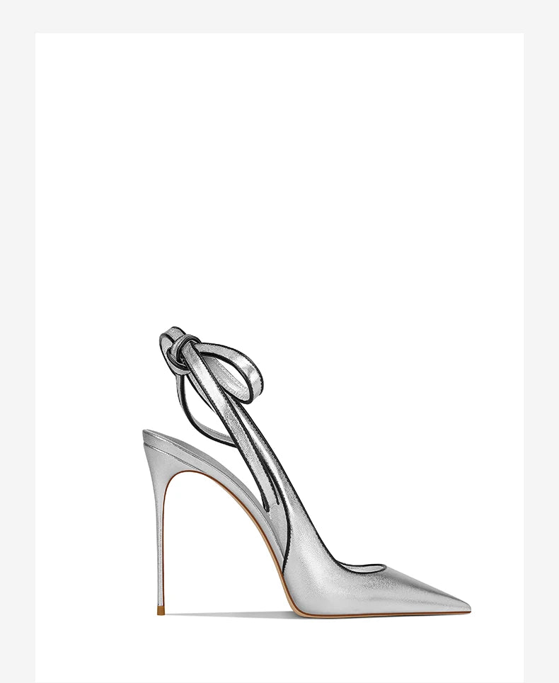 Spring and summer new pointed toe lace-up leather shoes thin high-heeled banquet dress large size small size women's sandals