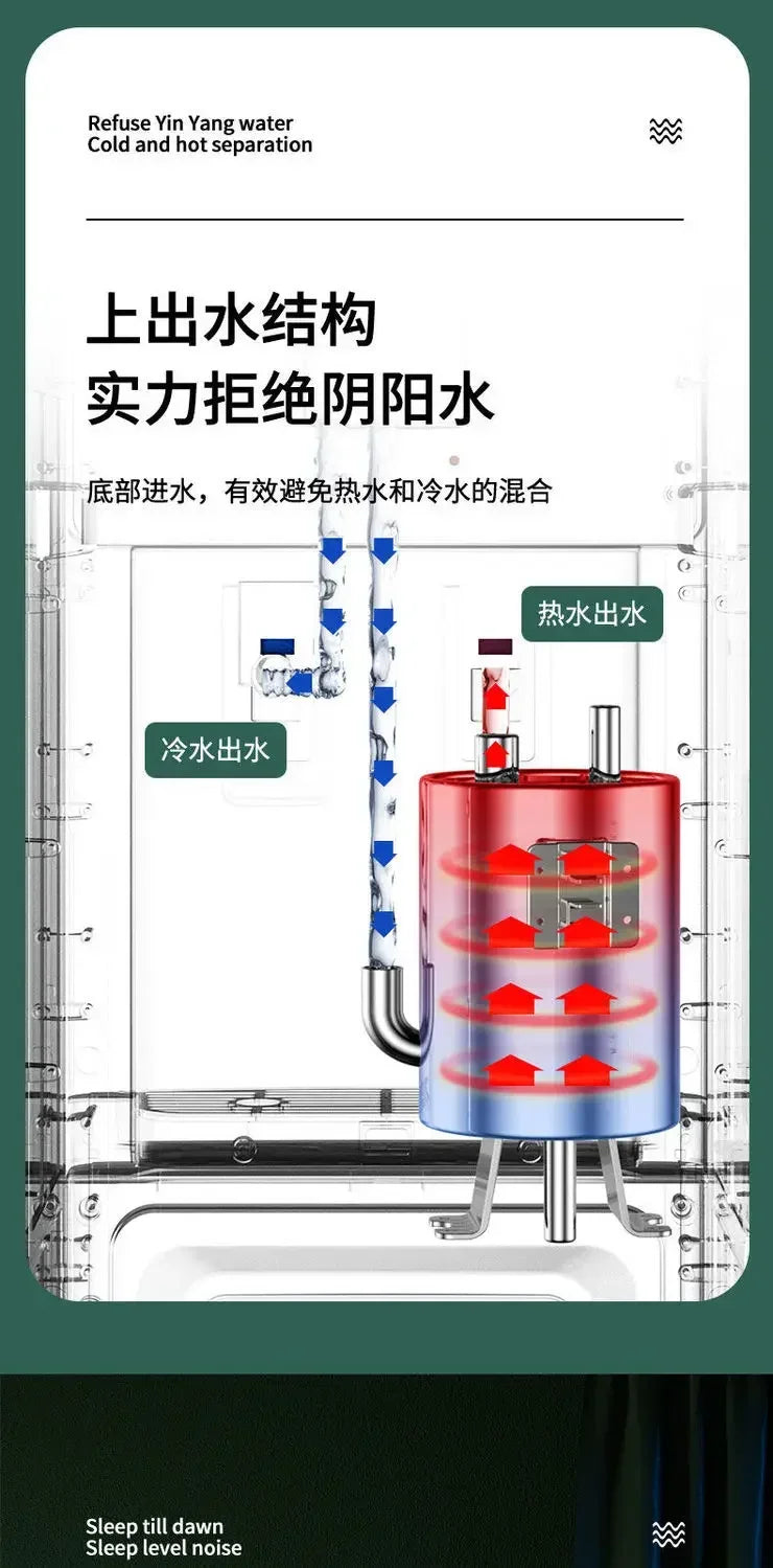AMOI New - model Household Vertical Automatic Barreled Water Dispenser with Refrigeration and Heating for Office Drinks.