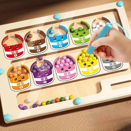 Magnetic Color Sorting Maze & Drawing Board Toddler Montessori Toys Number Matching Learning Counting Preschool Activity Toys
