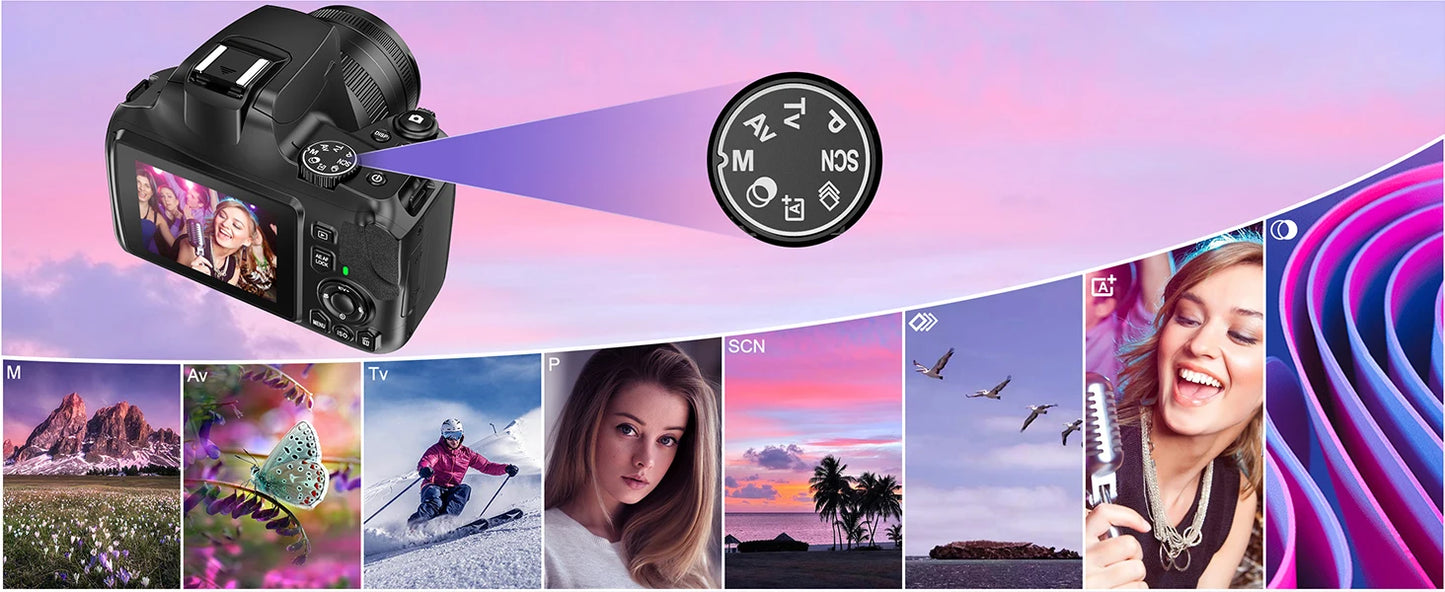 10X Optical Zoom Camera 64MP Digital DSLR Camera for Photography 4K HD Youtube Video Vlog Camcorder Auto Focus Webcam SLR Camera