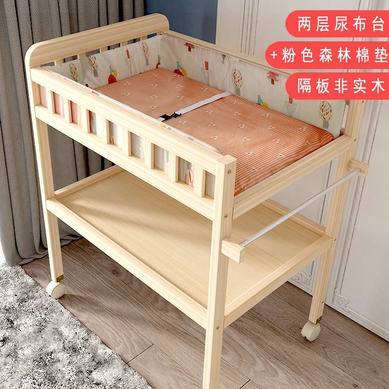 ZZ solid wood diaper changing table mobile care bath massage multi-functional baby newborn changing table