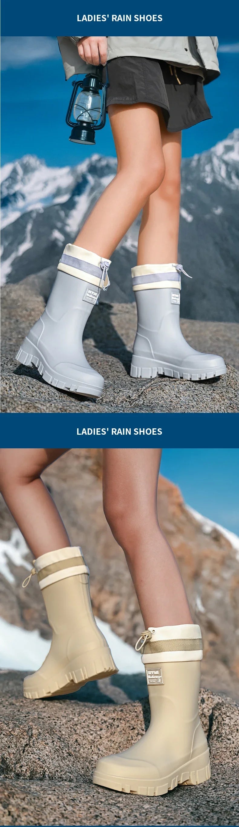 Family-sized Waterproof & Non-slip Rain Boots for Outdoor Activities, Matching Designs for Adults & Kids