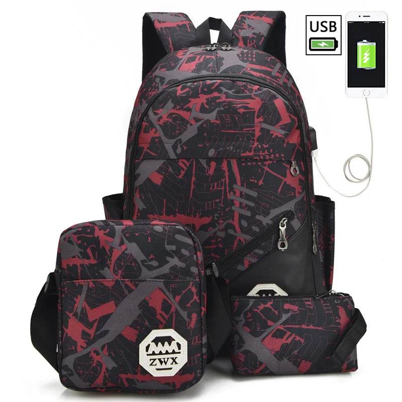 Waterproof travel laptop backpack children School Bags teenager Boys girls camouflage school Backpack set high School backpack - AIAZ
