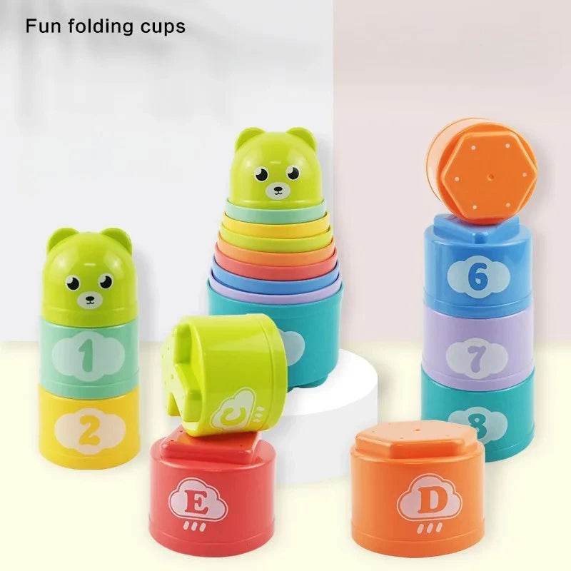 Kid Brain Response Battle Fold Cup Hand Speed Competition Fold Cup Baby Stack Game Early Education Puzzle Train Board Games Toy - AIAZ