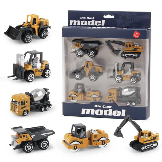 6pcs/set Alloy Engineering Truck Toy Car Classic Construction Model Vehicle Loader Tractor Excavator Toys for 3 years Boys Gifts - AIAZ