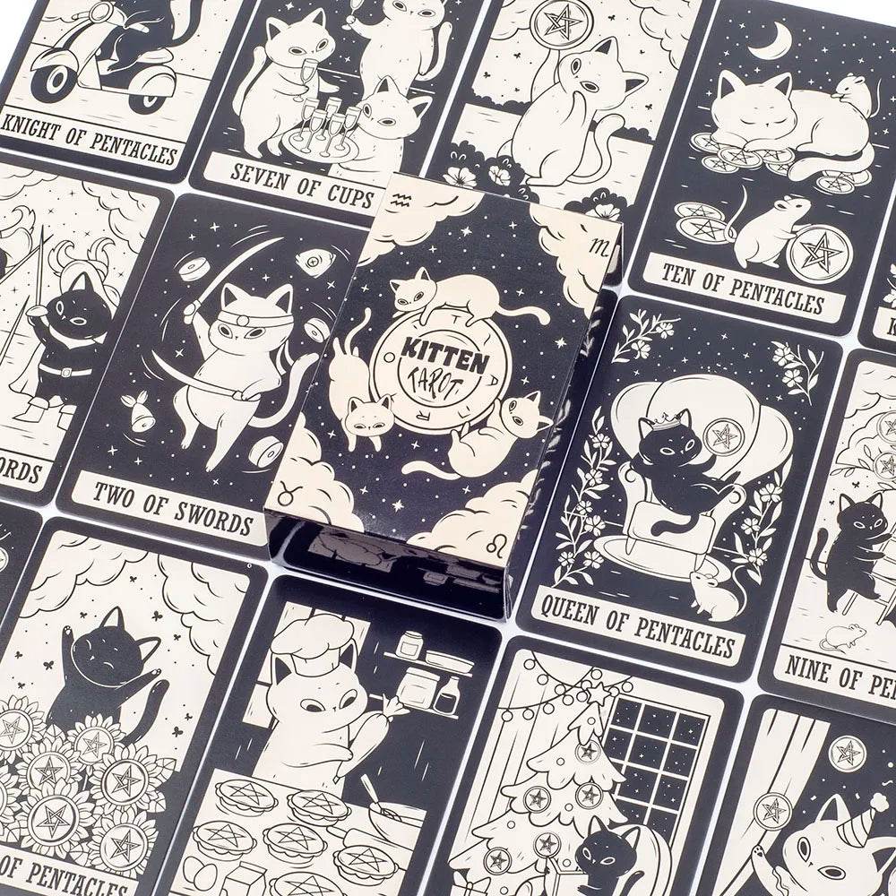 78 Card Deck Kitten Tarot Oracle Card Fate Divination Leisure Entertainment Family gatherings Tarot Card Game - AIAZ