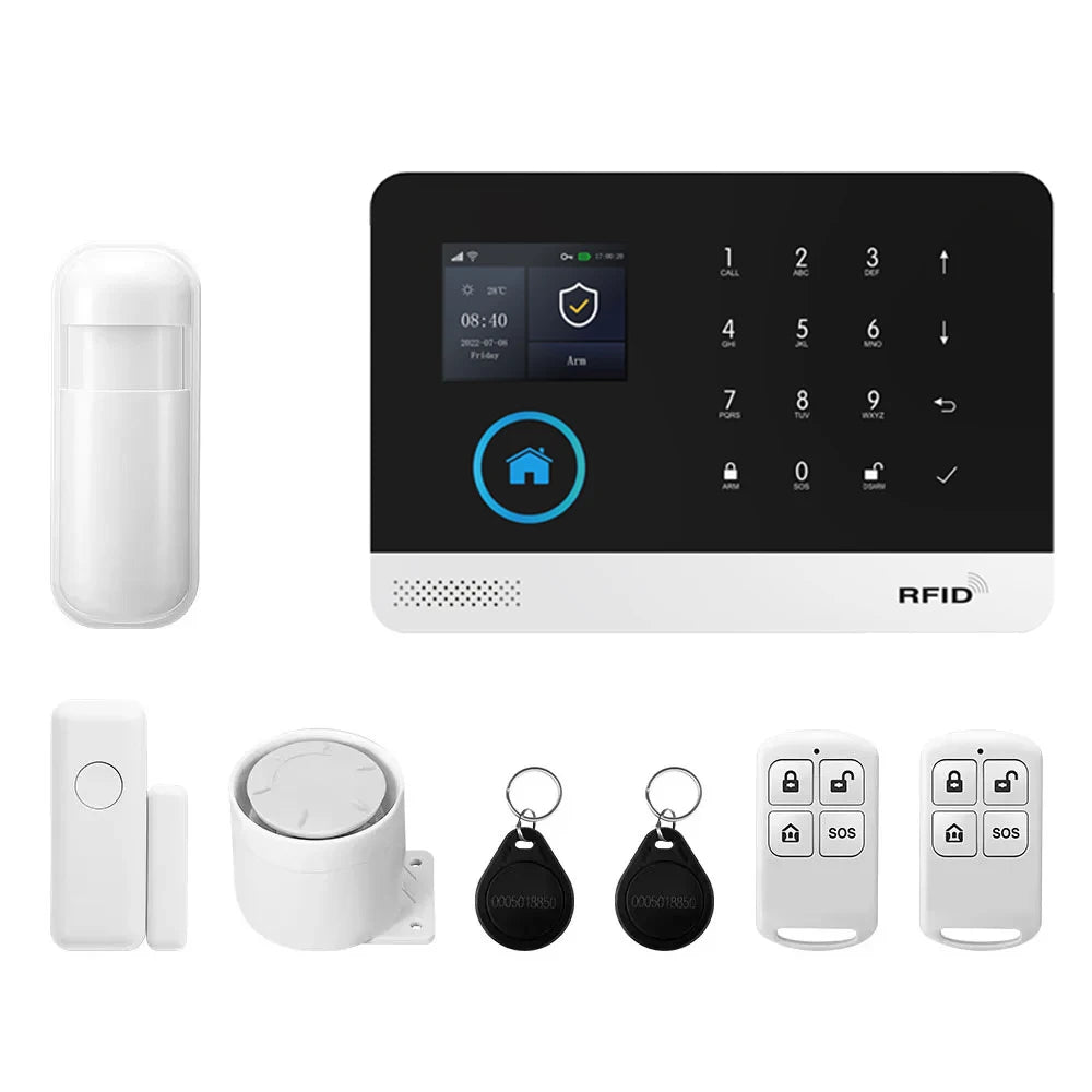 PGST WiFi GSM 2G Tuya Smart Life Home Alarm Security System Kit Alexa Automation Alarm Security Protection Door Motion Detector