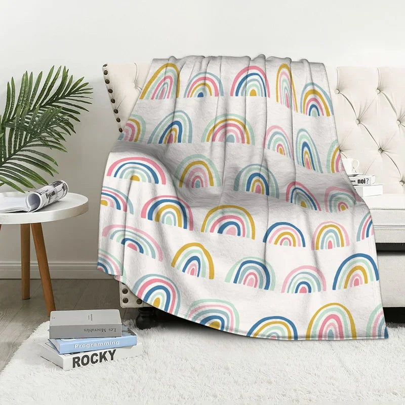Home decoration plush Throw Sofa blanket Bedspread bed fluffy soft blankets decor Plaid Modern nordic rainbow cute winter