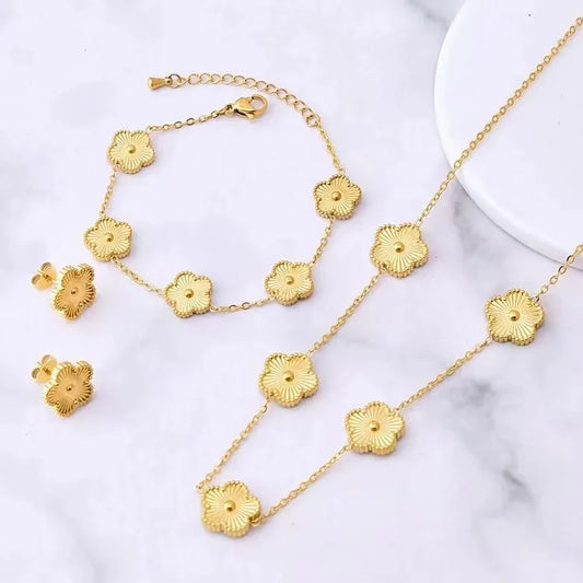 316L Stainless Steel Hot Selling Gold Plated Clover Charm Bracelet Luxury Five Leaf Flower Bracelets Jewelry For Women Gift