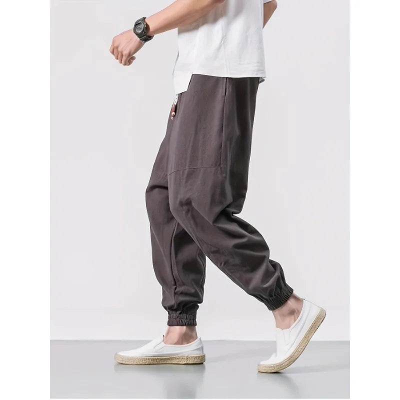 New Men Pants Fashion Solid Color Cross-pants Loose Style Streetwear Male Harem Pants - AIAZ