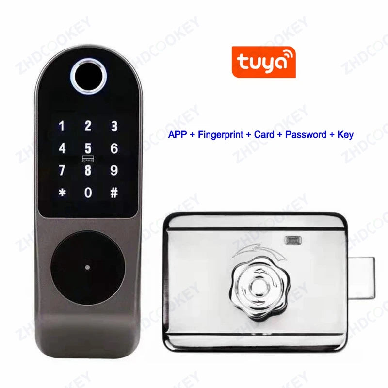 Security Home Gate Door Keys Entry RFID Card Code Password Tuya Wifi TTlock Smart Door Lock Digital Double Side Fingerprint Lock