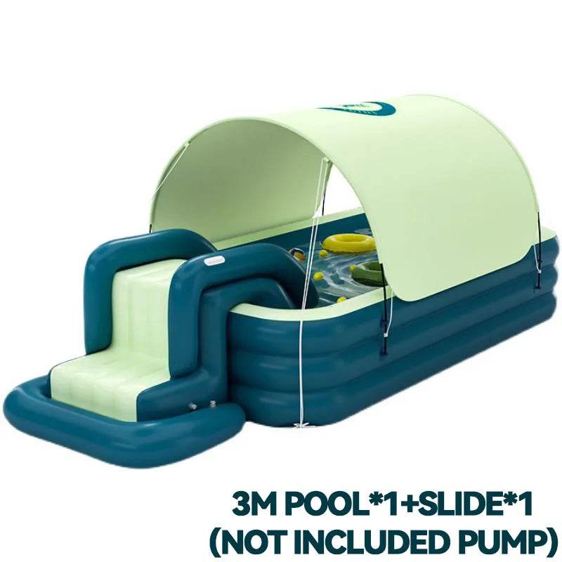 Swimming Pool Inflatable Pools Children's Family Outdoor Party Sun Shade Folding Swimming Pool Slides for Kids Babies - AIAZ