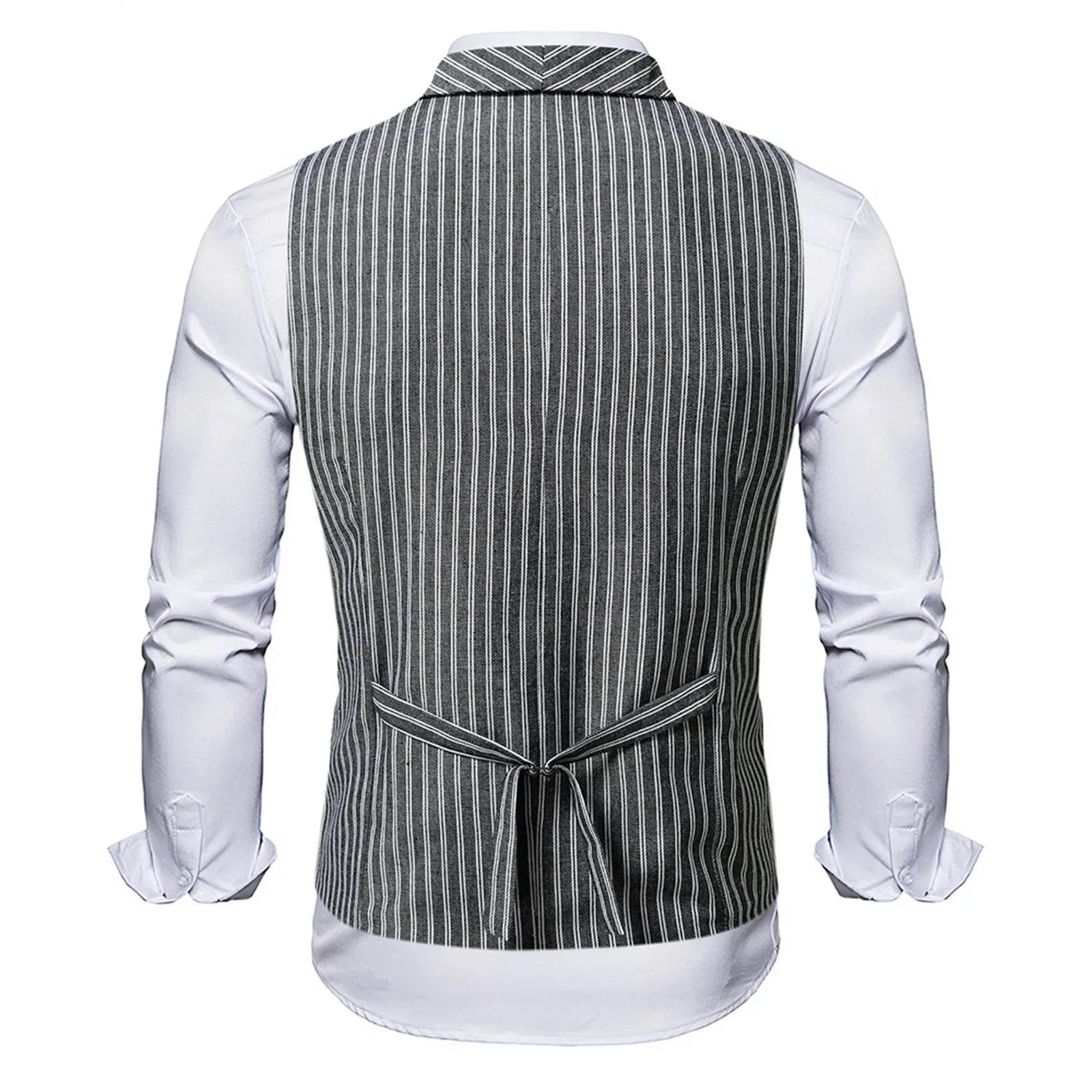2025 Men's Spring Casual Single Button Suit Vest V Neck New Style British Men's Suit Vest Waistcoat Formal Business Suit Vest - AIAZ