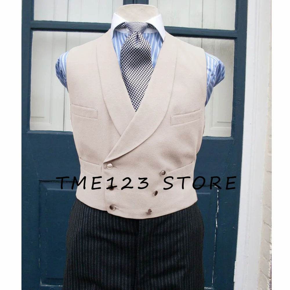 Men's Serge Casual Vest Business Double Breasted Vest Full Men's Suit Male Clothes Formal Suits Vests Clothing - AIAZ