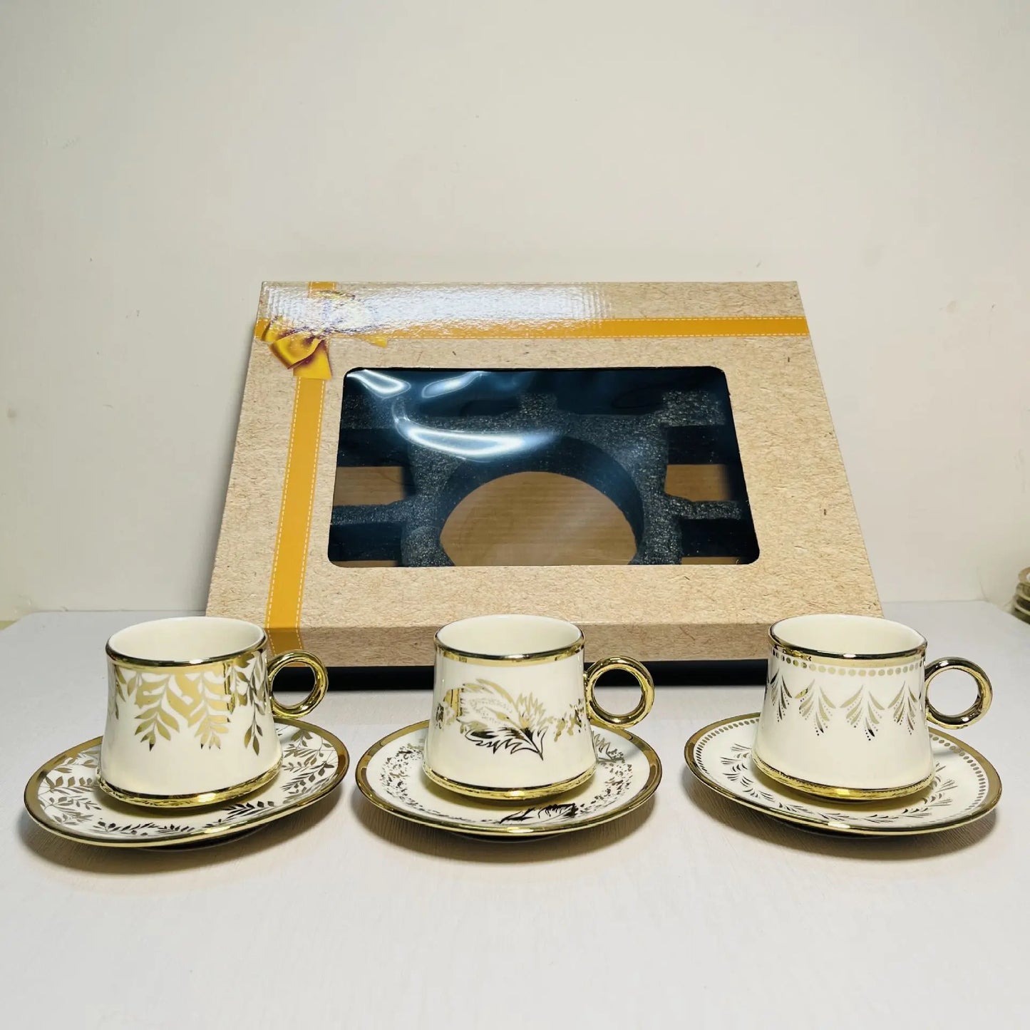 Fashionable European style ceramic coffee cup gold-plated 12 cup dish ceramic cup coffee cup 24 piece set gift box