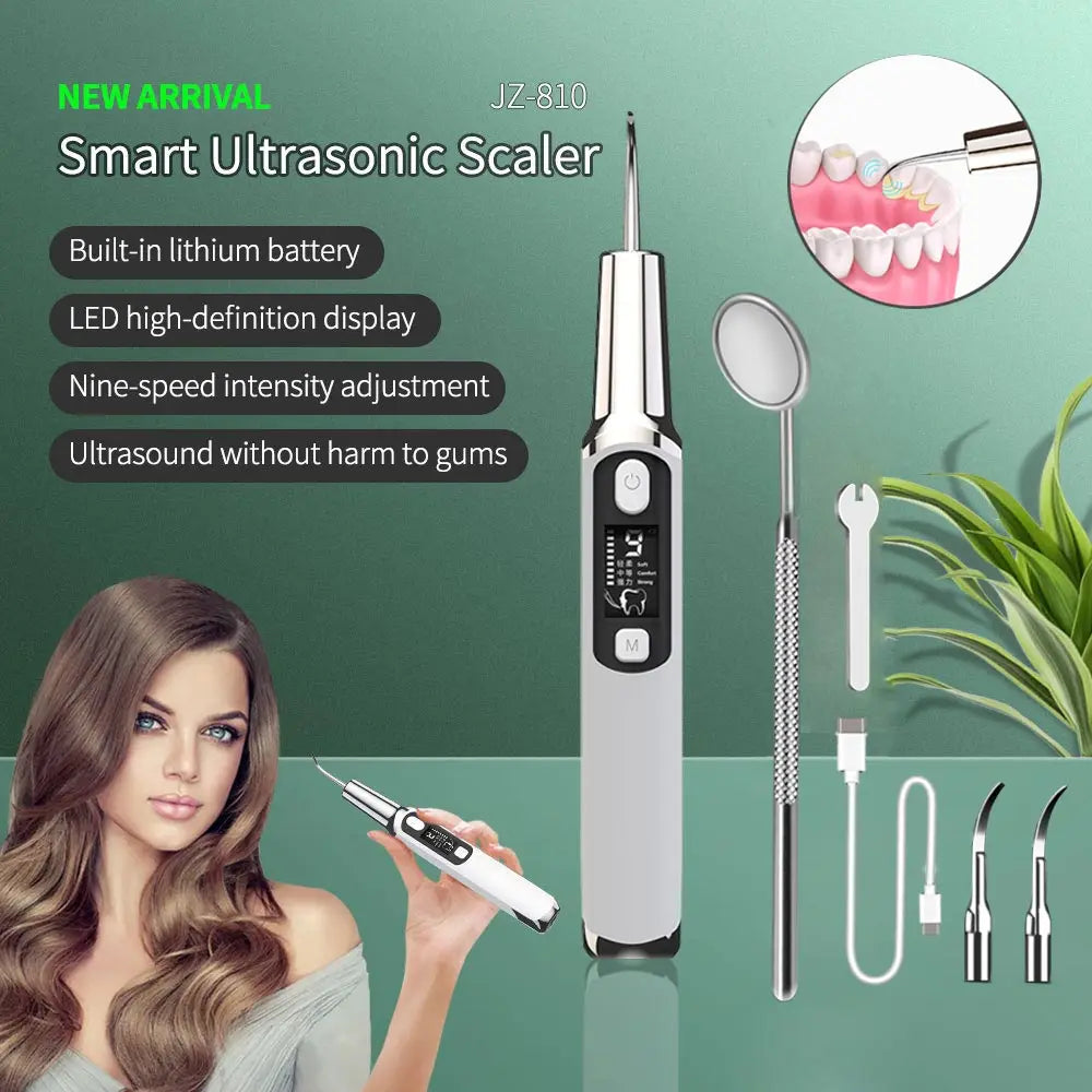 Electric Sonic Dental Calculus Scaler Oral Teeth Tartar Remover Plaque Stains Cleaner Removal Tooth Whitening Portable with LED