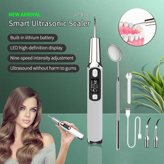 Electric Sonic Dental Calculus Scaler Oral Teeth Tartar Remover Plaque Stains Cleaner Removal Tooth Whitening Portable with LED