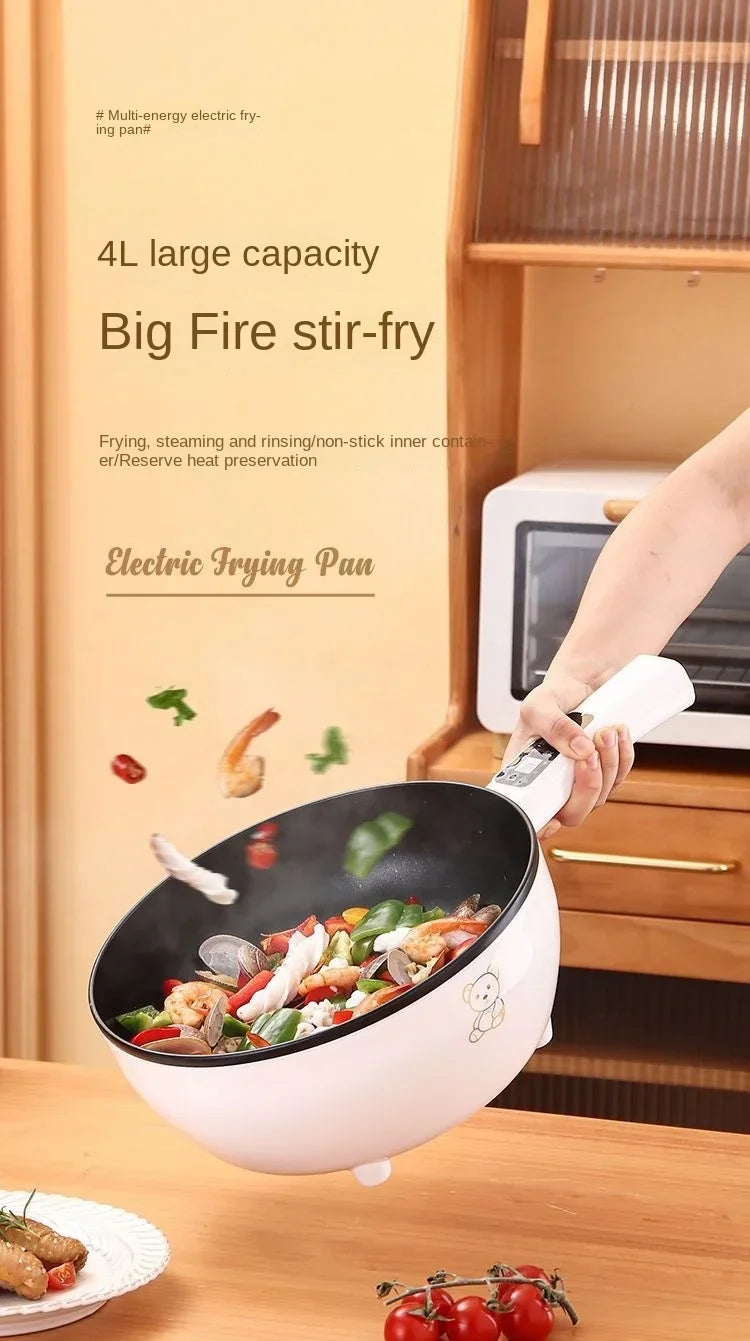 Electric fryer for household use, large capacity intelligent stir frying, multifunctional non stick pan, electric fryer