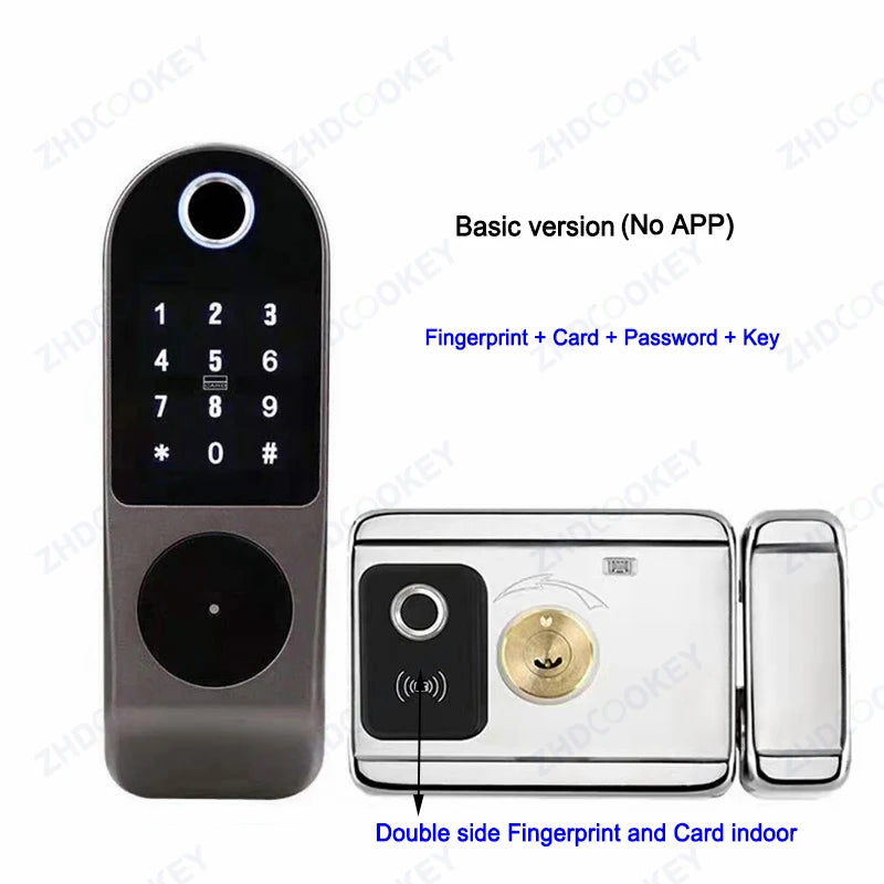 Security Home Gate Door Keys Entry RFID Card Code Password Tuya Wifi TTlock Smart Door Lock Digital Double Side Fingerprint Lock