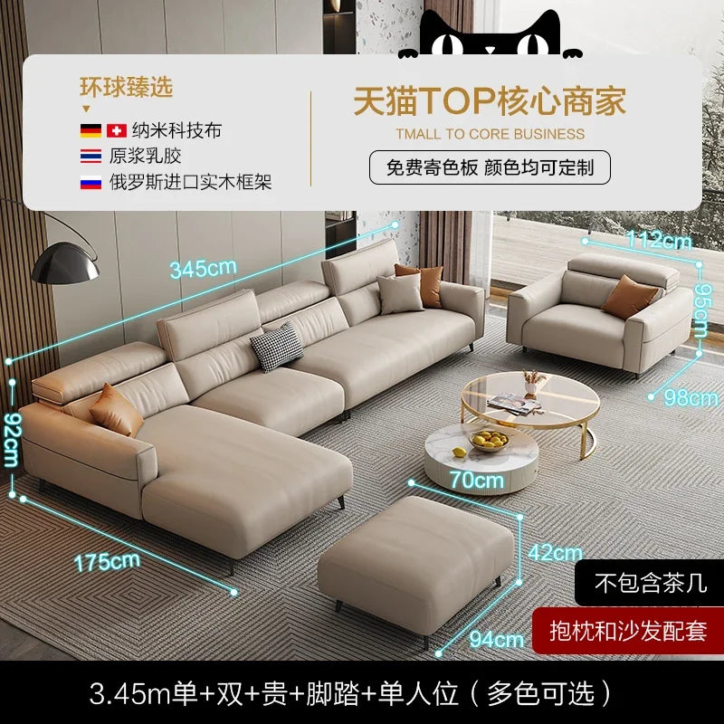Dipu cream wind technology cloth sofa living room simple modern Italian minimalist Guifei corner cloth sofa combination