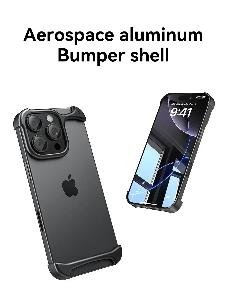 Ultra Minimalist High-end Lightweight Phone Cover Aluminum Metal for IPhone 14/15/16/17 Pro Max Bumper Phone Case