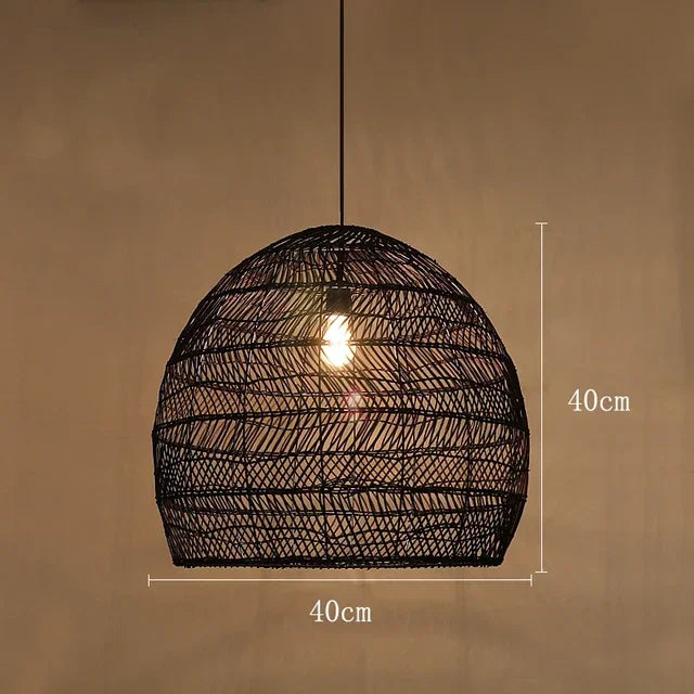 Japanese Style Wooden Woven Handmade Pendant Lights Restaurant Bedroom Study Room Chandelier Pastoral Rattan Tatami Chandeliers