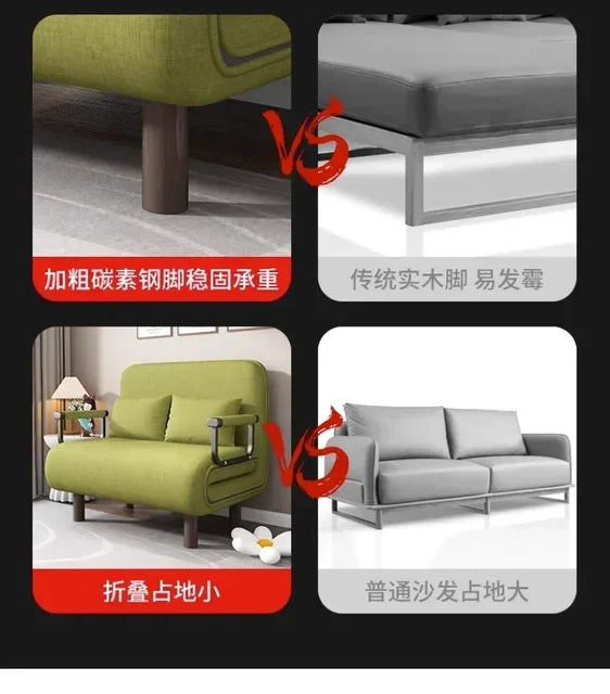 Modern Simple Foldable Sofa Bed Multi-functional Internet Celebrity Living Room Double Push Retractable Sofa Home Furniture