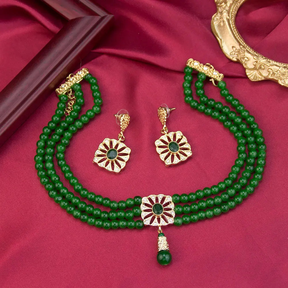 Neovisson Elegent Morocco Jewelry Set Delicate Handmade Beads Necklace Drop Earring Square Crystal Pendant Love Gift