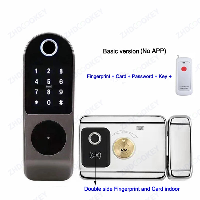 Security Home Gate Door Keys Entry RFID Card Code Password Tuya Wifi TTlock Smart Door Lock Digital Double Side Fingerprint Lock