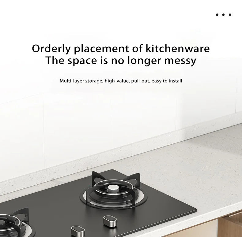 Under Sink Storage Rack Pull out Cabinet Organizer Kitchen Sliding Drawer Storage Basket Handle Bowl Plate Rack Holder Shelves