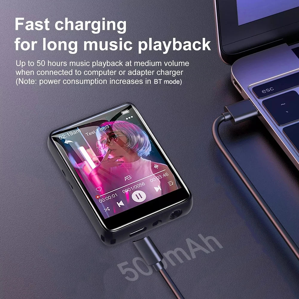 128G MP3 Player Bluetooth 5.4 HiFi MP3 Music Player Built-in Speaker 2.4inch Touch Screen MP4 Player with E-book/Video Recording