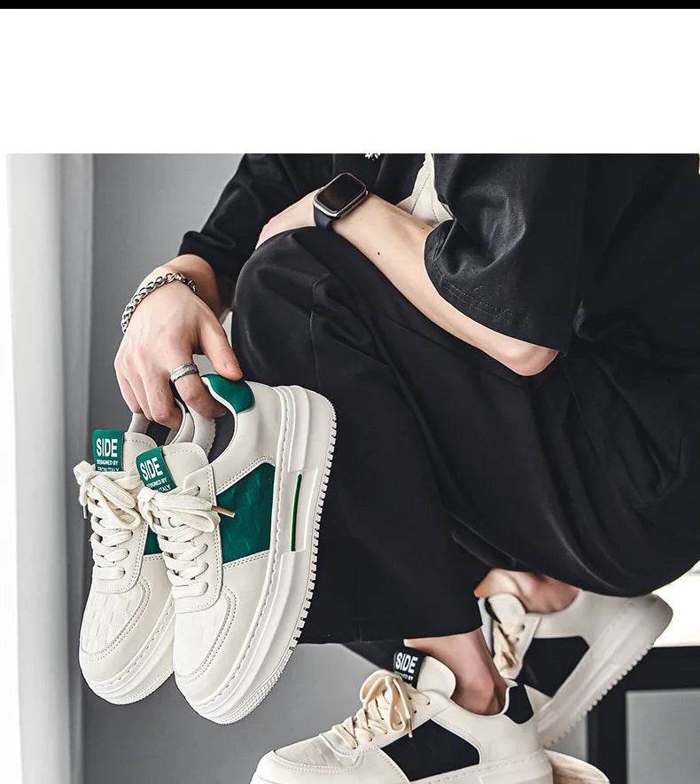 Men's Casual Shoes 2025 New Fashion Platform Shoes Outdoor Casual Sneakers Men Street Skate Shoe Lace-up Shoes Zapatillas Hombre - AIAZ