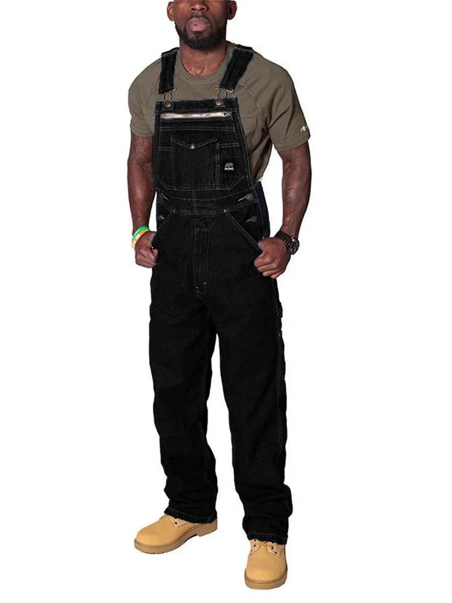 Mens Jeans Cargo Trousers Overalls for Men Fashion Denim Jumpsuit Oversized Bib Pants Men's Clothing Straight Streetwear - AIAZ