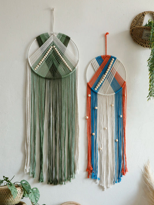 Handmade Macrame Wall Hanging Tapestry with Fringe and Wooden Beads for Living Room Bedroom or Nursery Large Bohemian Decor Gift