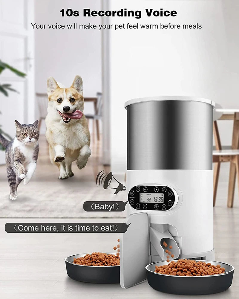 Cat Timing Feeder Smart APP Cat Feeder Stainless steel Double Meal Pet Food Remote Feeding Automatic Dispenser Suitable Cats Dog