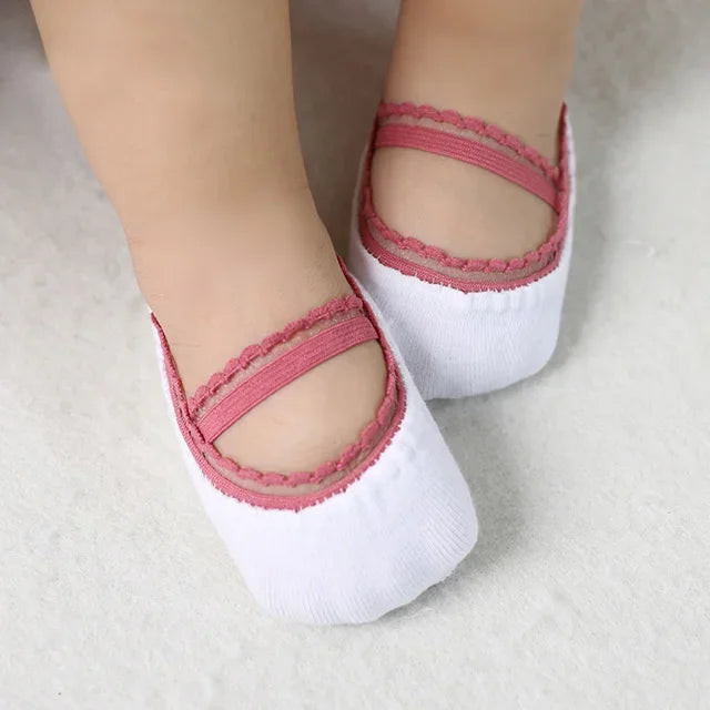 Newborn Baby Socks Summer Lace Baby Socks Solid Color Princess Baby Girl Infant Anti-slip Socks With Rubber Soles