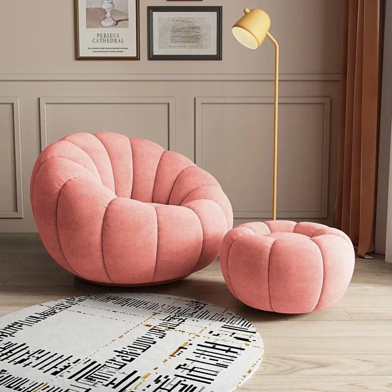 Lazy sofa that can be reclined or slept on, pumpkin sofa chair, small-sized lamb velvet fabric sofa, single sofa