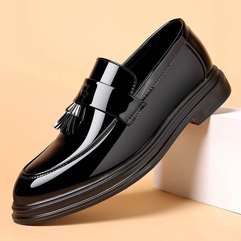 2024 New Men's Casual Business Leather Shoes Bright Black Wedding Banquet Dress Leather Shoes Large fashion Men's Shoes 38-48 - AIAZ