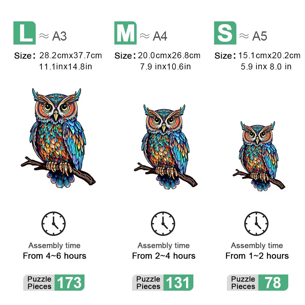 Jigsaw  Puzzle Owl 3D Wooden Kids Toys Decorations High Difficulty
