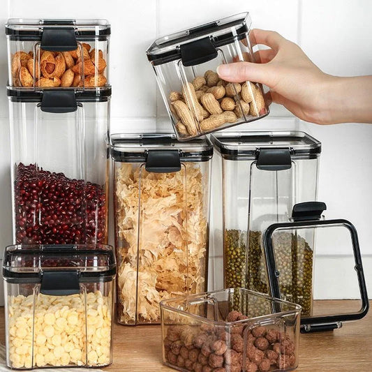1-5 PCS Airtight Food Storage Containers, Clear Plastic Canisters for Kitchen Pantry, Dry Goods Grains Flour Snacks Organization
