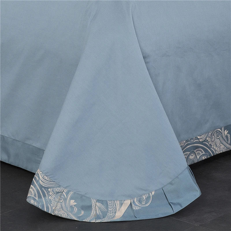 Sliver Gold Luxury Silk Satin Jacquard duvet cover bedding set queen king size Embroidery bed set bed sheet/Fitted sheet set