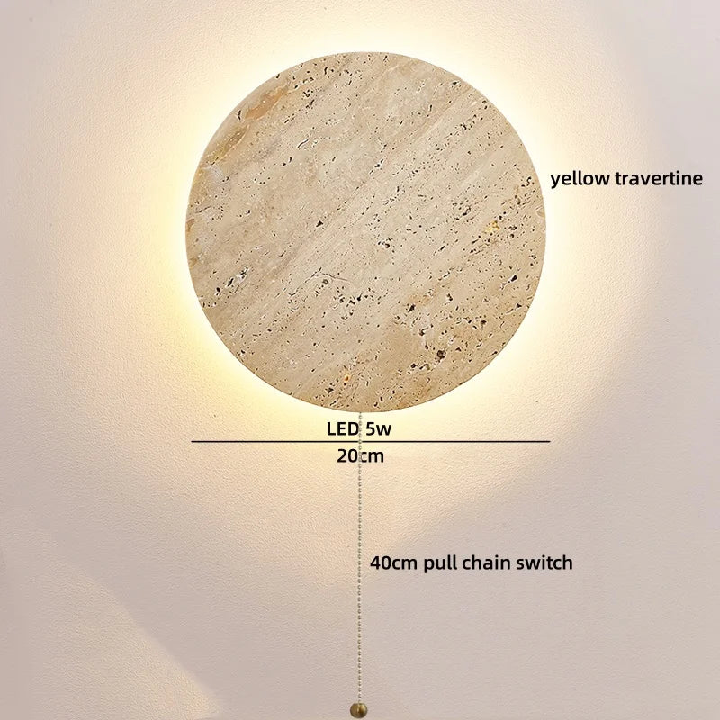 IWHD White Glass Interior LED Wall Lamps Reading With Switch Yellow Travertine Stone Bathroom Mirror Stair Light Wandleuchte