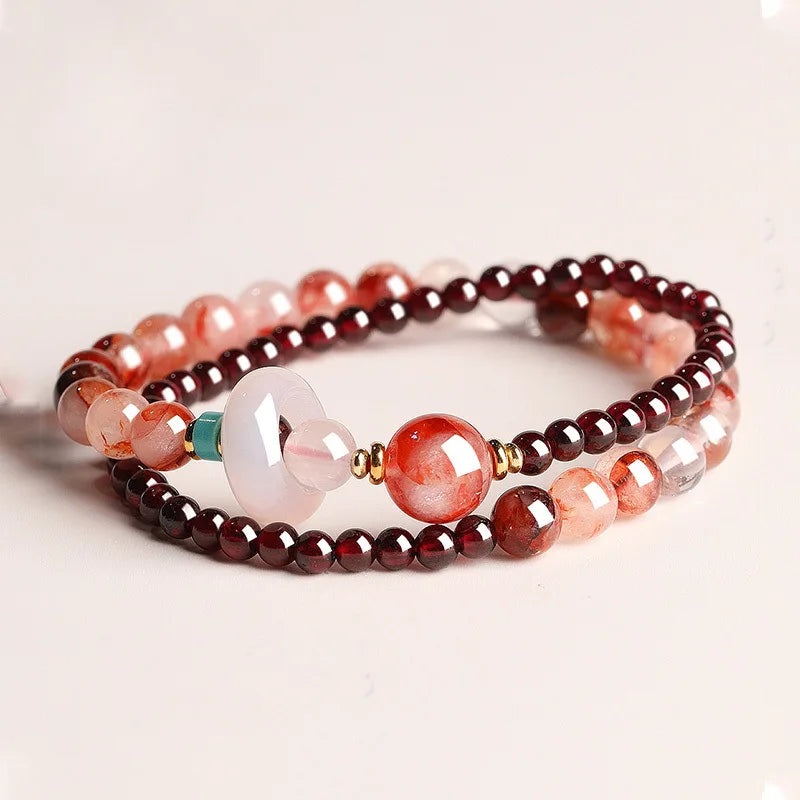 FORWELL Natural Stone Crystal Beads Semi Precious Women's Bracelet Amethyst Multi Layered Combination Bracelets Luxury Gift