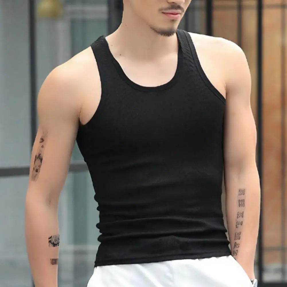 Men's Vest White Black Breathable Quick Drying Elastic Sports Vest Men Sleeveless Undershirt Fitness Training Running Tank Top - AIAZ