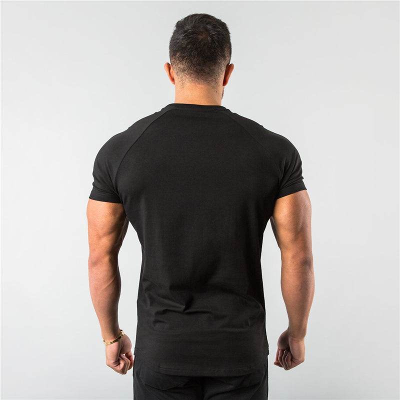 New Fashion Plain Tops Tees Fitness Mens T Shirt Short Sleeve Muscle Joggers Bodybuilding Tshirt Male Gym Clothes Slim Fit Shirt - AIAZ